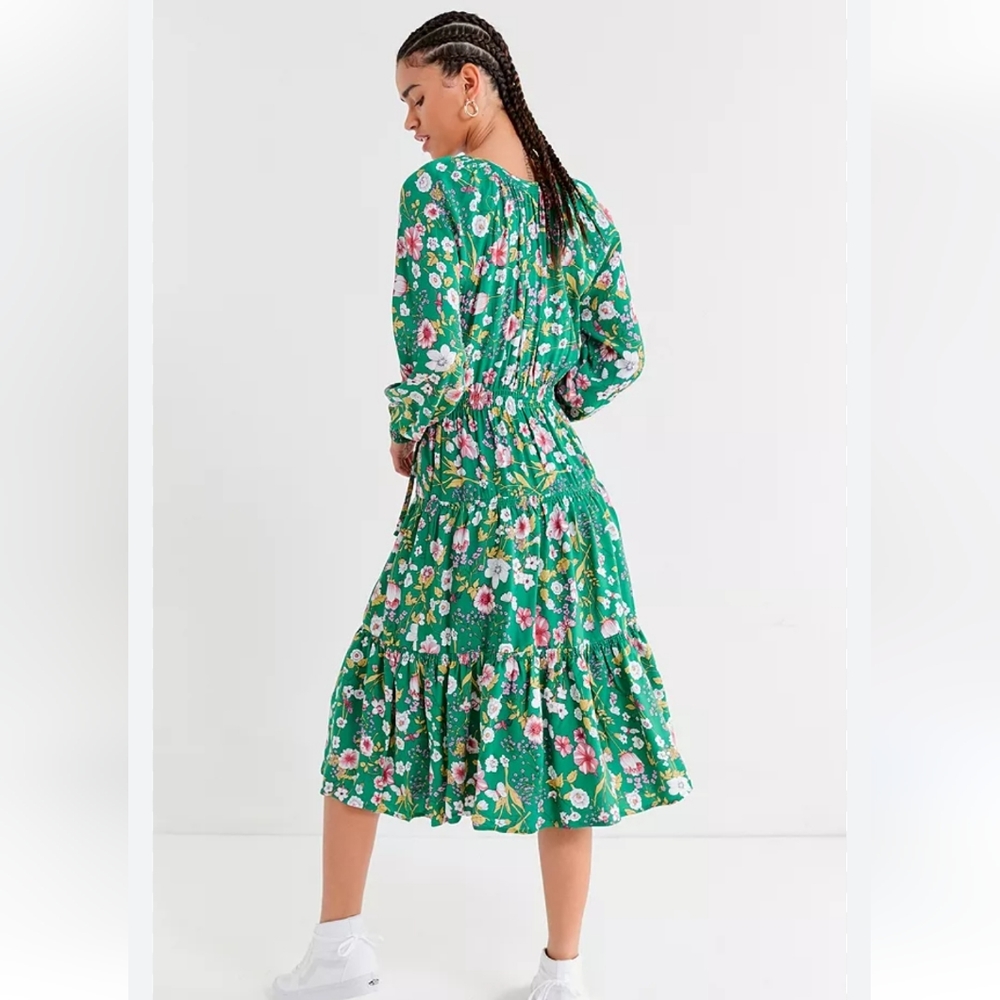 UO Floral Tiered Midi Dress Size XS